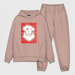 Мужской костюм оверсайз Waaagh warhammer - белый, цвет: пыльно-розовый