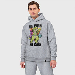 Мужской костюм оверсайз T Rex GYM - no pain no gain, цвет: меланж — фото 2