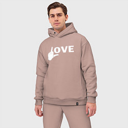 Мужской костюм оверсайз Love - fuck, цвет: пыльно-розовый — фото 2