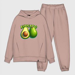 Мужской костюм оверсайз Авокадо с надписью, цвет: пыльно-розовый