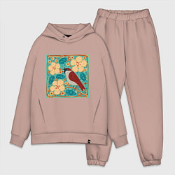 Мужской костюм оверсайз Воробей на ветке яблони