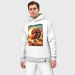Мужской костюм оверсайз Rolling Stones - stylization of the logo, цвет: белый — фото 2