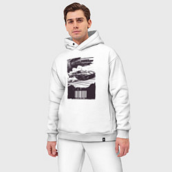 Мужской костюм оверсайз Ретро постер с спорткаром, цвет: белый — фото 2