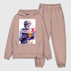 Мужской костюм оверсайз Античная статуя и граффити