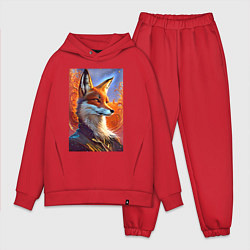 Мужской костюм оверсайз Fox fashionista - ai art fantasy, цвет: красный