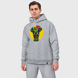 Мужской костюм оверсайз Слон и цветок, цвет: меланж — фото 2