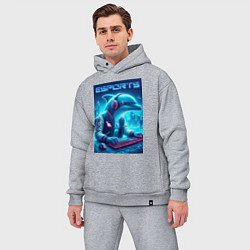 Мужской костюм оверсайз Дельфин крутой киберспортсмен - нейроарт, цвет: меланж — фото 2