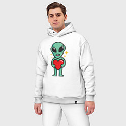 Мужской костюм оверсайз Пришелец с сердечком, цвет: белый — фото 2