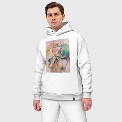 Мужской костюм оверсайз Пастельная тропическая абстракция, цвет: белый — фото 2