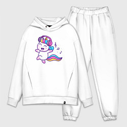 Мужской костюм оверсайз Music unicorn, цвет: белый