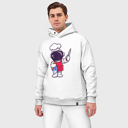 Мужской костюм оверсайз Повар космонавт с рыбкой, цвет: белый — фото 2