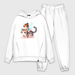 Мужской костюм оверсайз Фея верхом на кошке, цвет: белый