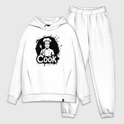 Мужской костюм оверсайз Шеф-повар с ложкой черной краской, цвет: белый