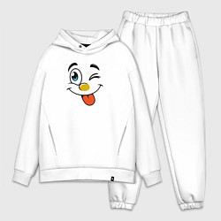 Мужской костюм оверсайз Позитивный смайлик, цвет: белый