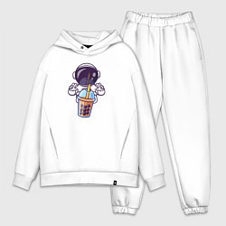 Мужской костюм оверсайз Космический бабл-чай, цвет: белый