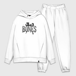 Мужской костюм оверсайз Bones лого из дыма, цвет: белый