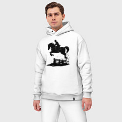 Мужской костюм оверсайз Скакун через барьер, цвет: белый — фото 2