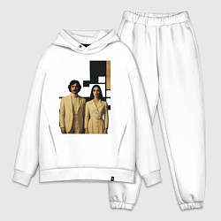 Мужской костюм оверсайз Винтажная пара - девушка с мужчиной в белых костюм, цвет: белый