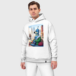 Мужской костюм оверсайз Робот-сгибальщик Бендер Нью-Йоркский бомж, цвет: белый — фото 2