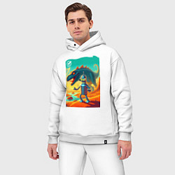 Мужской костюм оверсайз Бендер и тираннозавр на затерянной планете, цвет: белый — фото 2