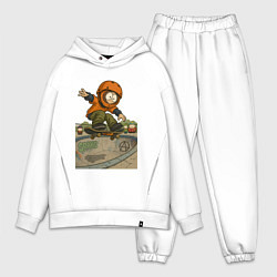 Мужской костюм оверсайз Кенни - прыжок на скейте, цвет: белый