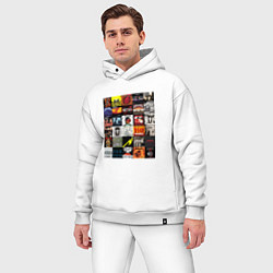 Мужской костюм оверсайз Metallica - обложки, цвет: белый — фото 2