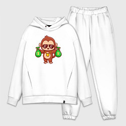 Мужской костюм оверсайз Денежная обезьянка, цвет: белый