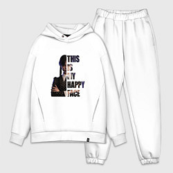 Мужской костюм оверсайз Уэнсдэй счастливое лицо, цвет: белый