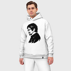 Мужской костюм оверсайз Хаяо Миядзаки в профиль, цвет: белый — фото 2