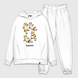 Мужской костюм оверсайз Ленивые еноты, цвет: белый