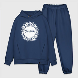 Мужской костюм оверсайз Рождественский зимний венок, цвет: тёмно-синий