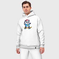 Мужской костюм оверсайз Милая панда на скейте, цвет: белый — фото 2