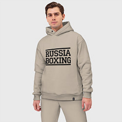 Мужской костюм оверсайз Russia boxing, цвет: миндальный — фото 2