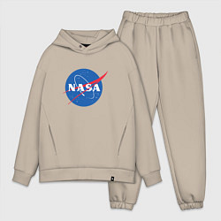 Мужской костюм оверсайз NASA: Logo цвета миндальный — фото 1
