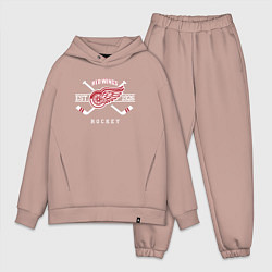 Мужской костюм оверсайз Detroit Red Wings: Est.1926, цвет: пыльно-розовый