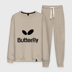 Костюм хлопковый мужской Butterfly Logo, цвет: миндальный