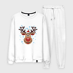Костюм хлопковый мужской Олень под снегом, цвет: белый