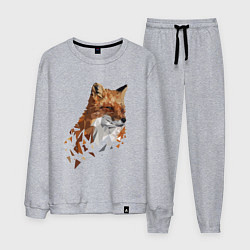 Костюм хлопковый мужской Полигональный лис, цвет: меланж