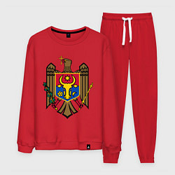 Костюм хлопковый мужской Молдавия герб, цвет: красный