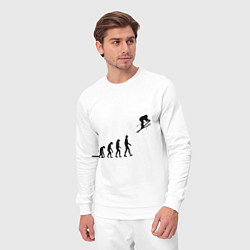 Костюм хлопковый мужской Эволюция лыжник, цвет: белый — фото 2