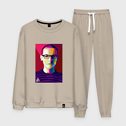 Костюм хлопковый мужской Chester Polygons, цвет: миндальный