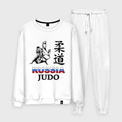 Костюм хлопковый мужской Russia Judo, цвет: белый