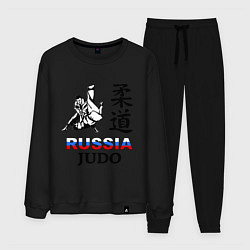 Костюм хлопковый мужской Russia Judo, цвет: черный