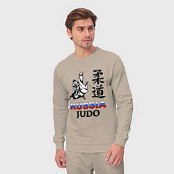 Костюм хлопковый мужской Russia Judo, цвет: миндальный — фото 2