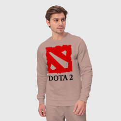 Костюм хлопковый мужской Dota 2: Logo, цвет: пыльно-розовый — фото 2