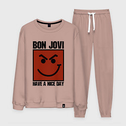 Костюм хлопковый мужской Bon Jovi: Have a nice day, цвет: пыльно-розовый