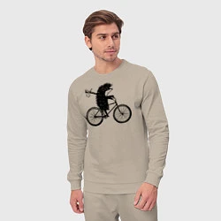 Костюм хлопковый мужской Ежик на велосипеде, цвет: миндальный — фото 2