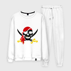 Костюм хлопковый мужской Пиратская футболка, цвет: белый