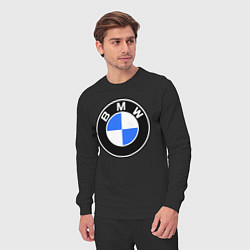 Костюм хлопковый мужской Logo BMW, цвет: черный — фото 2