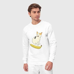 Костюм хлопковый мужской Cat no banana meme, цвет: белый — фото 2